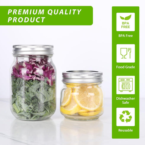 Homerove 8 oz 30 Pack 52 Mason Jars Small Canning Jars with Airtight Lids & Bands for Jam, Jelly, Honey, Pickles