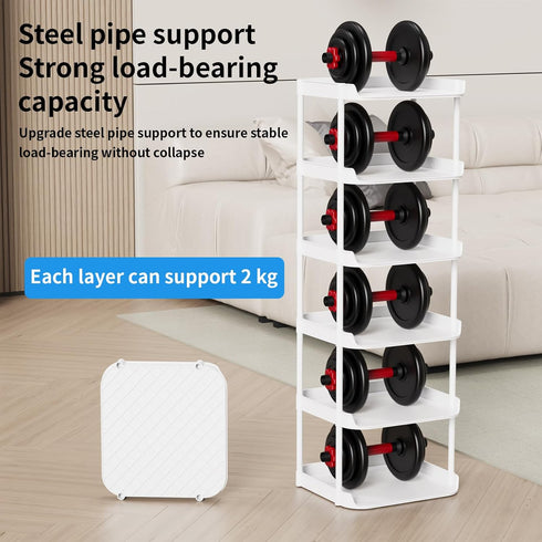 Altdnmaf 6 Tier Narrow Shoe Storage Rack, Compact Single Shoerack Stand for Slim Space, Stackable Tall Thin Show Tower