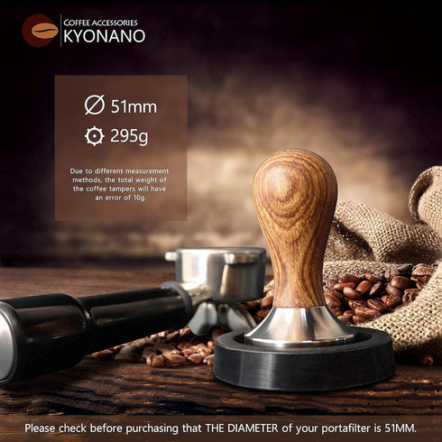 KYONANO Espresso Tamper 51mm with Dalbergia Odorifera Handle, Coffee Tamper with Free Milk Frothing Pitcher
