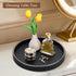 12" GORESE Decorative Tray for Home Decor, Round PU Leather Coffee Table Tray Table Centerpiece for Living Room