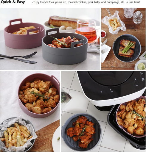 Premium Air Fryer Silicone Pot, Bowl, Basket | Food Safe Air Fryers Oven Accessories | Easy to Clean | Replacement of