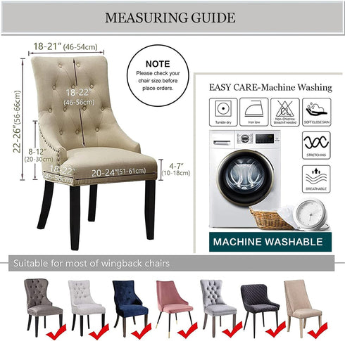 2 Pack TOPCHANCES Wingback Side Chair Cover,Stretch Stripes Rhombic Geometric Wingback Chair Covers Slipcover Banquet