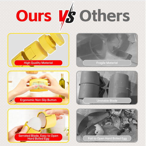 2 1 Innovative in Egg Shell Opener, Hard Boiled Egg Peeler Cracker with Piercer, Cute Egg Separator for Raw Eggs, Home