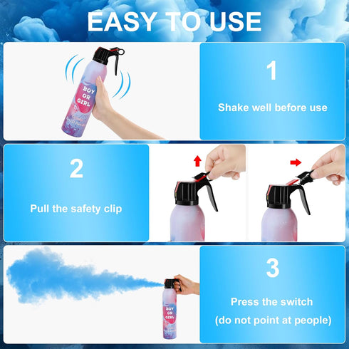 2 Packs, 10ft Large Gender Reveal Smoke Bombs Blue Biodegradable Powder Spray for Baby Boy Reveal, Long-Lasting Smoke