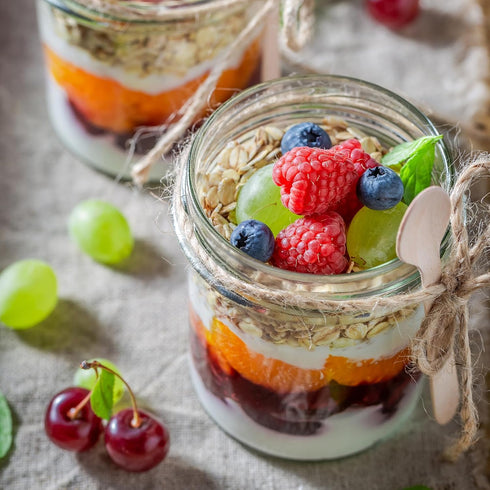 16oz 8 SHOWIN Overnight Oats Containers with Lids, Glass Jars with Lids pcs, Wide Mouth Mason jars for Salad, Yogurt