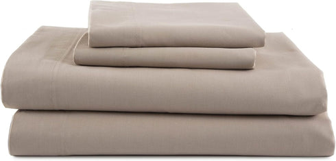 3 Piece Twin Bed Sheets Set, Lightweight Soft Breathable, Beige, Wrinkle Resistant