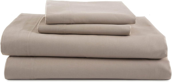 3 Piece Twin Bed Sheets Set, Lightweight Soft Breathable, Beige, Wrinkle Resistant