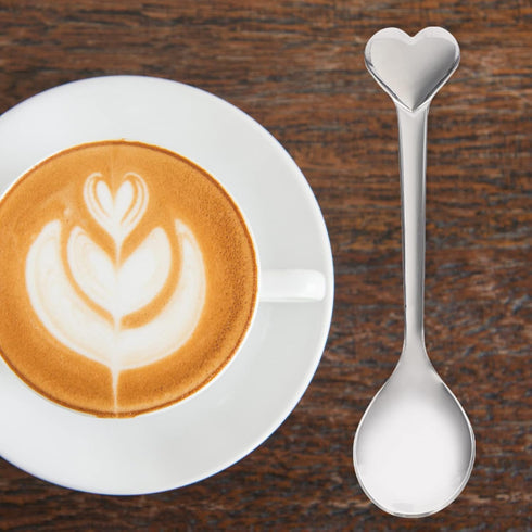 Spoons Silverware 12pcs Coffee Spoon Heart Shaped Spoons Dessert Spoon Stainless Steel Spoon Ice Cream Spoons Tea Spoons Love Spoon for Valentines Day Teaspoons