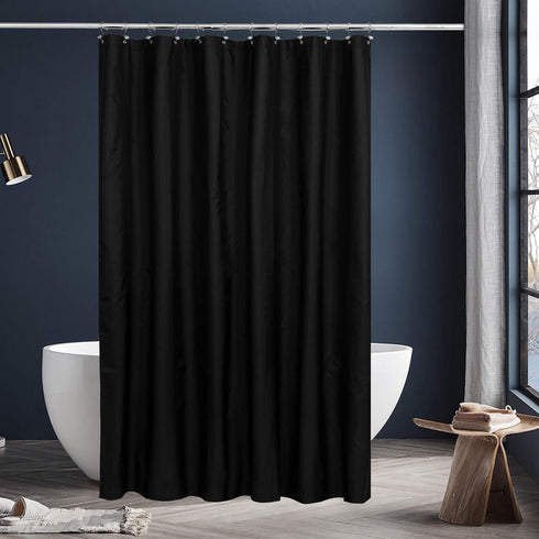 N&Y HOME Fabric Shower Curtain with Weighted Magnets, Opaque Black, Hotel Quality, 72x72, Machine Washable