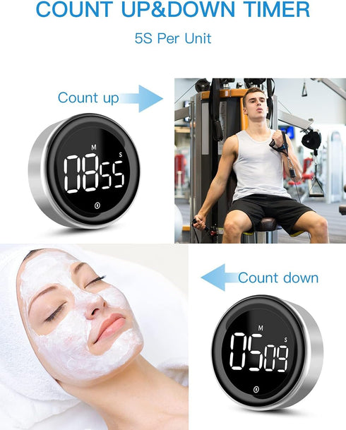 Timers: Digital Kitchen Timer with Magnetic Countdown and Large LED Display for Cooking and Fitness