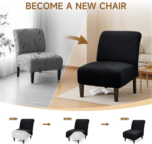 XIAROGEE Armless Armless 1) Teddy Wool Accent Chair Cover Soft Chair Slipcover Accent Chairs Covers without Arms