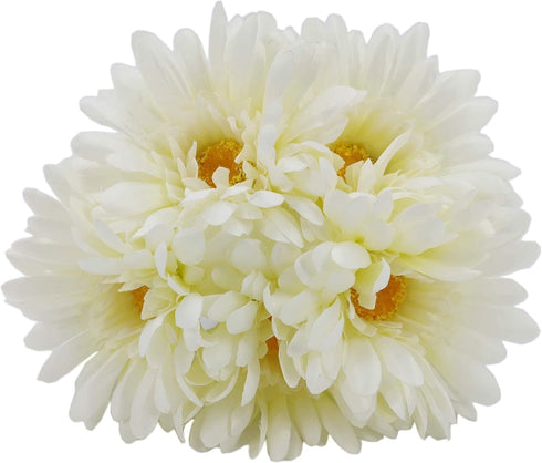 TOPIA Artificial African Daisies Flowers, Pack of 10 White Silk Gerbera Daisies