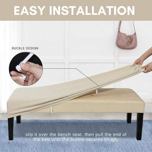 SearchI Waterproof Dining Bench Cover, Stretch Washable Bench Covers Slipcover, Rectangle Benches Seat Covers