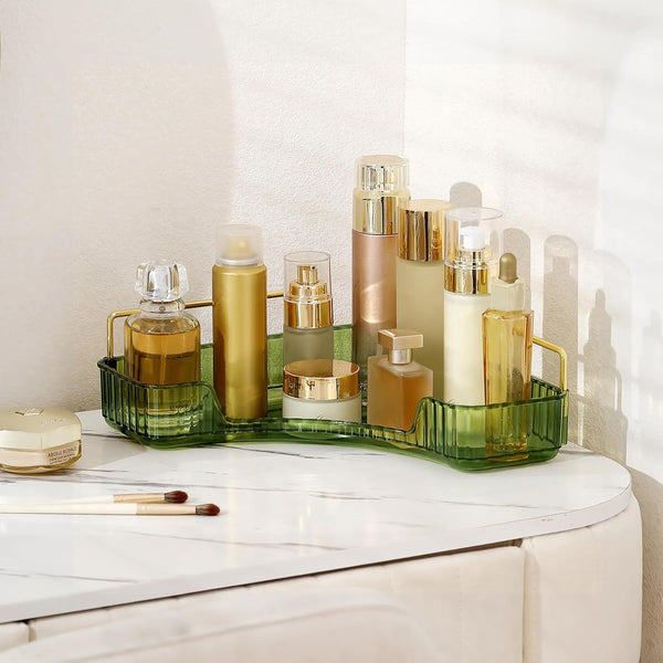 INVSSENE Corner Bathroom Countertop Organizer, Vanity Organizer Trays for Counter, Makeup Organizers,