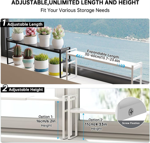 1pcs Counter Small Narrow Tall Shelf for Windowsill Kitchen Organizer Window Sill Plant Shelf Stackable Shelves