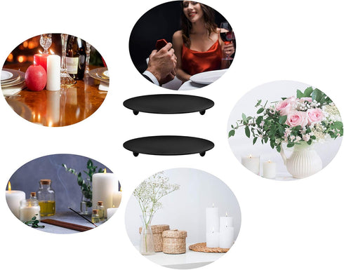 2 Pcs Black 4.3 Inch Iron Candle Holder for Taper Candles, Wedding, Dining, Party Decoration (11cm Black)