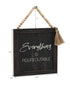 Parisloft Rustic Farmhouse Wood Hanging Decor - Everything Is Figureoutable Framed Wall Sign with Bead String Hanger,