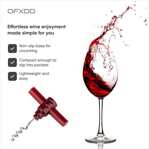 Vertical Pocket Size Corkscrew Wine Bottle Opener - Pack of 3 Portable Travel Corkscrews
