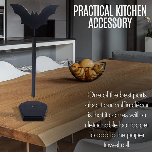CEFLITECO Countertop Bat Paper Towel Holder - Halloween Decor for Kitchen and Bathroom - Gothic Home Decor for Oddities