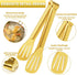 JCREN 6 Pack Serving Tongs, Stainless Steel Buffet Tongs, Small Gold Tongs Serving Set for Parties, 7 Inch