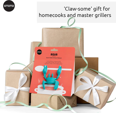 OTOTO Aqua the Crab Silicone Utensil Rest, Heat-Resistant Spoon Holder for Kitchen, Non-Slip Stove Top Organizer