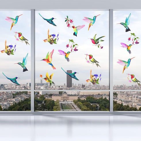 20 Pieces Large Hummingbird Window Decals, Anti-Collision Clings to Prevent Bird Strikes on Glass, Non-Adhesive Vinyl