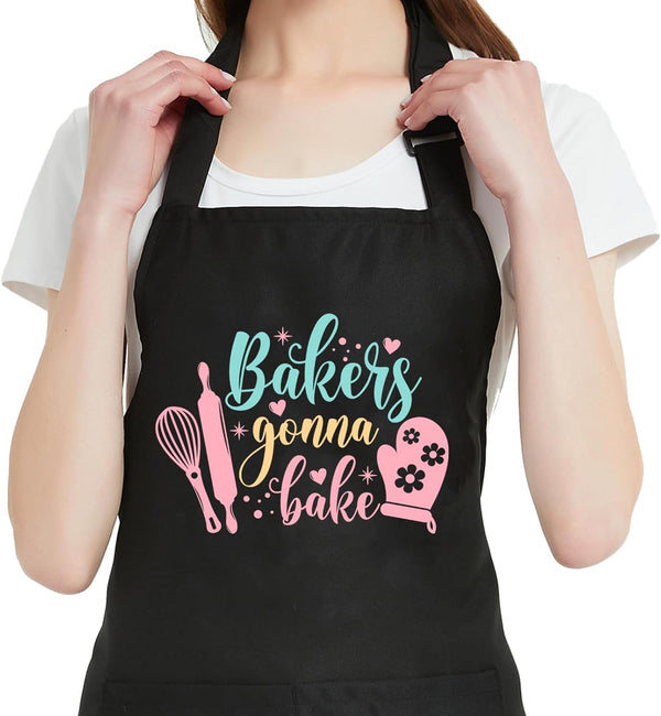 Funny Baking Aprons for Women - Cute Cooking Kitchen Aprons with Pockets, Perfect Baking Gifts for Her