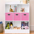 Fabric Cubby Storage Bins, Set of 3 - 13x13x13 Inches Foldable Organizer Bins with Dual Handles in Pink