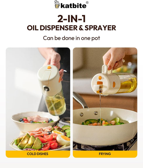 18.6 oz/550ml 2 1 Mist(0.5g/Spray) katbite olive oil dispenser bottle for Cooking, in glass oil bottle and oil sprayer