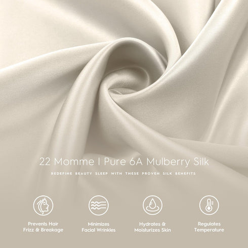 Tafts Pillow Cases - 100% Pure Mulberry 6A Silk Pillowcase for Hair & Skin, Ivory White, Queen 20x30, 1pc