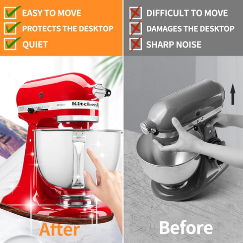Wooden Sliding Mat for Kitchen Aid Stand Mixer 6/7/8Qt with 4 Silicone Kitchen Tools