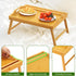 Lesnople Tray Table for Bed, Bamboo Breakfast Tray with Folding Legs and Handles, Natural Color Bed Tray with Media