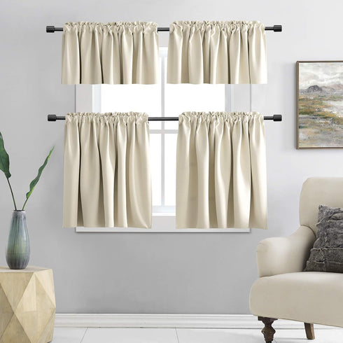 DONREN 24 Inch Curtain Tiers, Room Darkening Rod Pocket Valance Curtains for Small Windows (30 W x 24 L, 2 Panels,