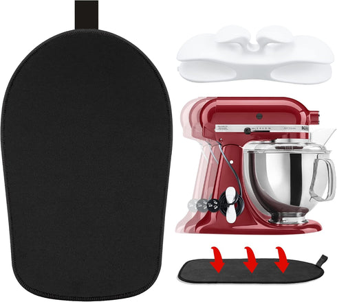 Mixer Slider Mat for Kitchenaid Stand Mixer - Slider Mat with Bendable Cord Organizer for 4.5-5 Qt Appliances (White)