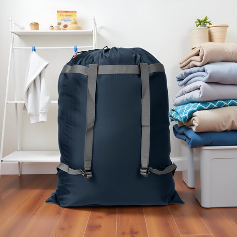 Laundry Bag Backpack, 27” x 34”, Sturdy Laundry Bag with Shoulder Straps, Heavy Duty Foldable for College
