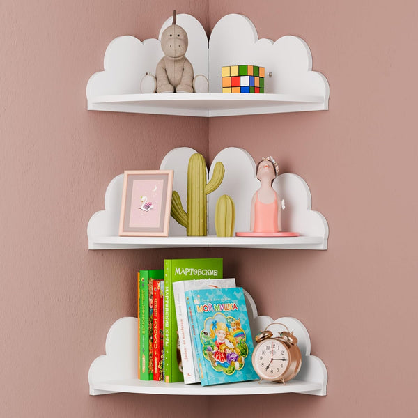 Cloud Floating Corner Shelves - Set of 3 Cloud Corner Wall Shelves