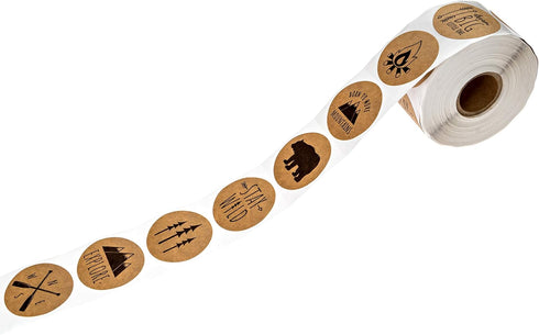 Rustic Mountain Baby Shower Stickers / 500 Gender Neutral 1.5" Adventure Birthday Party Labels / Made in The USA