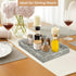 Rectangle Wicker Scalloped Tray, Hand Woven Synthetic Rattan Serving Tray with Handles, Coffee Table Decorative Tray