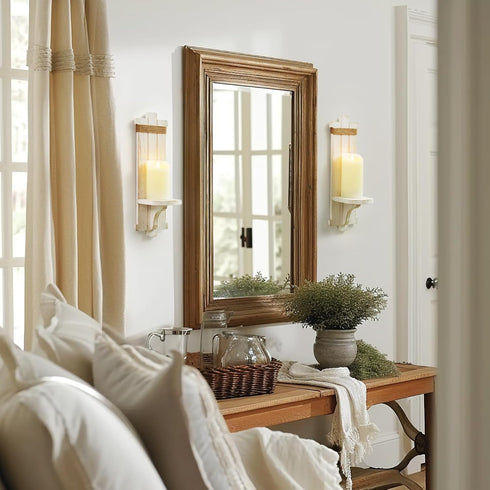 Set 2, Homemory Wall Sconces Candle Holder of Farmhouse Wooden Rustic Wall Decor for Living Room, Dining Room, Bedroom