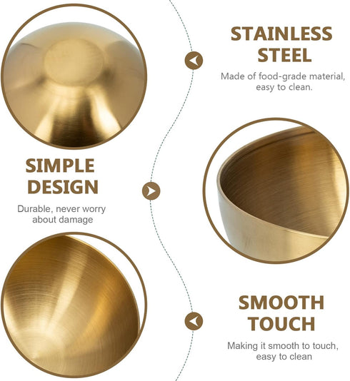 Decorative Gold Bowl by Healeved, Large Stainless Steel Mixing Bowl, Golden Food Containers for Kitchen Cooking