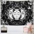 ARFBEAR Sun and Moon Tapestry, Burning Sun with Stars, Black and White Psychedelic Wall Hanging (59 x 59 in)