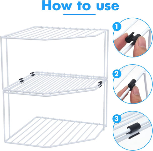 AKAZA 2Pcs 2-Tier Counter Corner Stackable Organizer Shelf for Kitchen - Cabinet Storage Shelf Rack, ShelvesKitchen