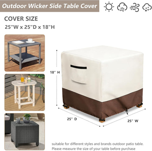 Exokugo 25L 25W 18H inch Waterproof Patio Ottoman Cover, Heavy Duty Square Outdoor Side Table Furniture Covers Size x x