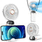Koonie Portable Handheld Fan, Battery Operated Fan with Base, 8 Hours, Digital Display, 5 Speeds, 90° Adjustable, White
