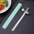 Metal Chopsticks, 1 Pair Reusable Stainless Steel with Pull Design Case for School, Home, Office, Camp