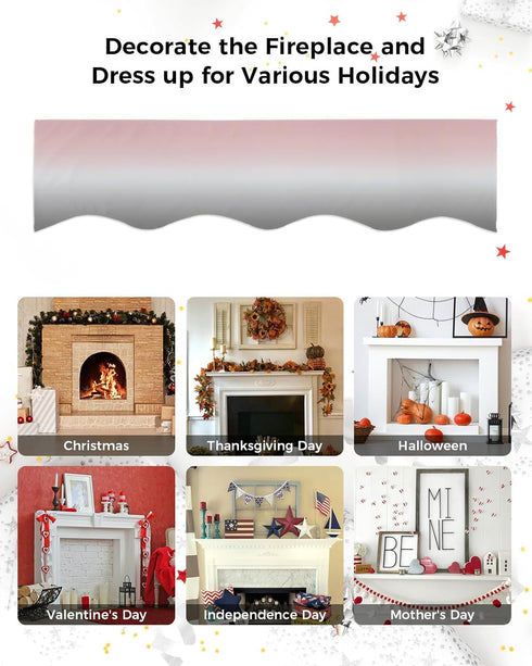 Ombre Mantle Scarf for Fireplace, Blush Pink and Gray Gradient Indoor Mantel Top Runner, 17 x 70 Inch