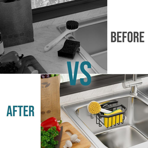 TAILI Sponge Holder with Strong Suction Cup, Dish Sponge Caddy Inside Sink Removable, Rustproof Aluminum for Sponges