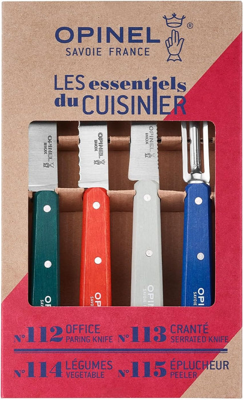 Opinel Les Essentials - Small Kitchen 4 Piece Knife Set, Corrosion Resistant High Carbon Steel (Primo)