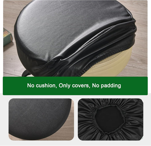 Set 2, 12-15 Inch FUANGUI Bar Stool Covers Round of Waterproof PU Seat Covers With Elastic Bands, Chair Covers Washable