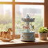 Elegant Blue Carousel Music Box,Handcrafted Rotating Horses & Floral Details Musical Figurine